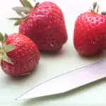 Diesen rötlichen Erdbeeren geht es gleich an den Kragen!